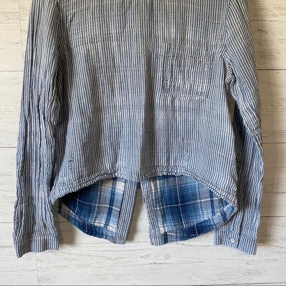 Cloth & Stone Striped Long Sleeve Blouse Sz XS - Picture 3 of 10